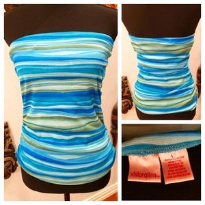 Xhilaration Multi-Blue Striped Size Large Tube Top